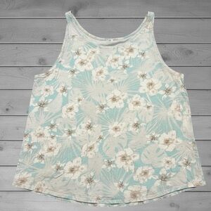 GAP Floral Tank Top in Light Aqua and Cream